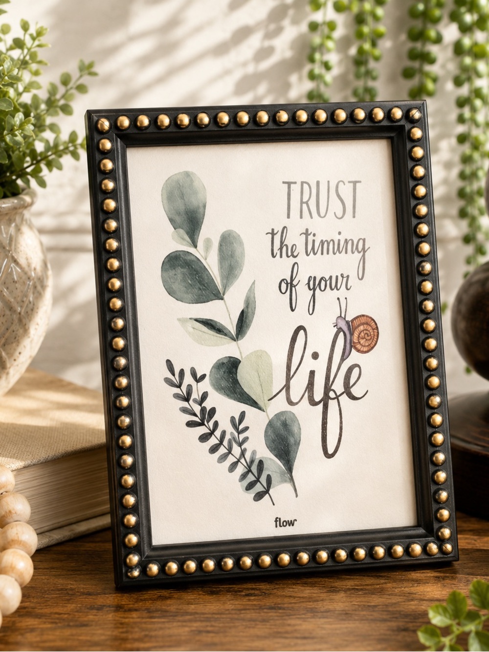 New “Trust the Timing of Your Life” Canvas Print in Embellished Bronze-Tone Fram